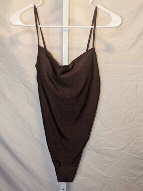 NWT Shade & Shore Chocolate-Brown Cowl Neck One Piece Swimsuit - Size M (8-10)